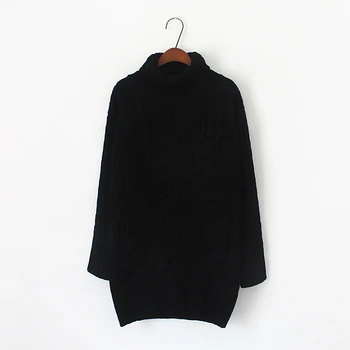 

2020 New Solid Color Knitting Jumper Autumn Women Pullover Sweater Weave Turtleneck Loose Female Long Sweater Plus Size Winter