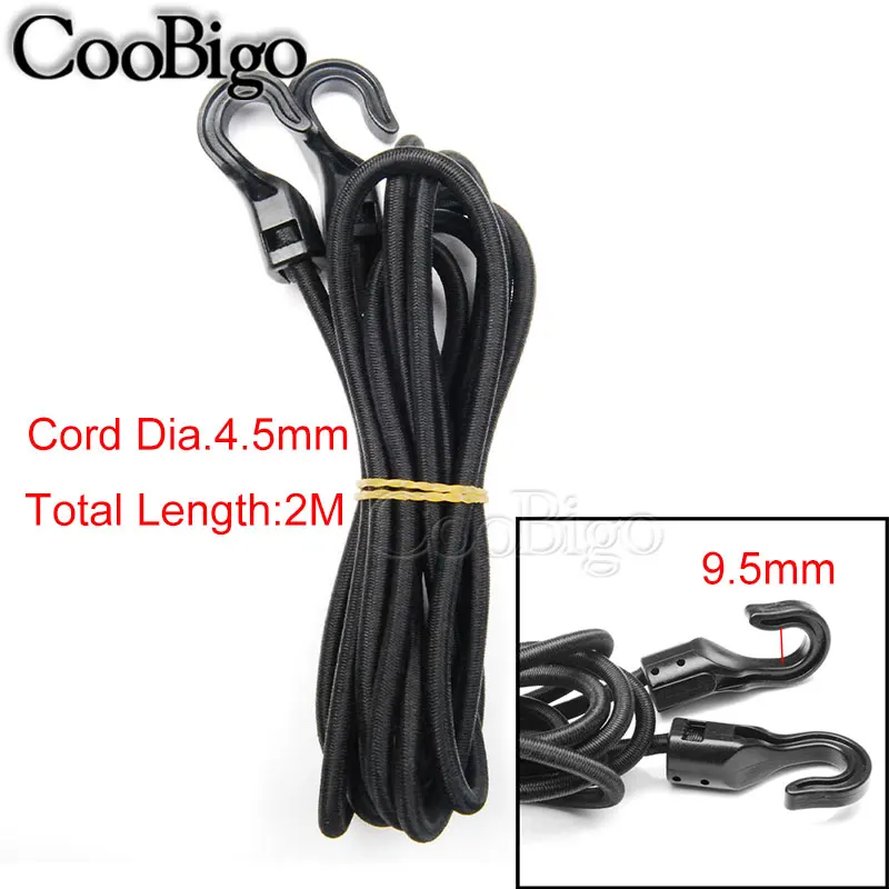 Dia4.5mm Bungee Tie 1 шт. упаковка 2 м сверхмощный Эластичный банджи шок шнур ремень стрейч пластиковый крюк автомобильный багаж палатка Каяк Лодка каноэ велосипеды веревка галстук - Цвет: Dia4.5mm Bungee Tie