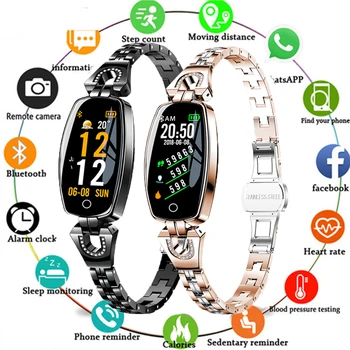 

Fashion girl H8 H7 Smart Watch Women 2019 Waterproof Heart Rate Monitoring Bluetooth For Android IOS Fitness Bracelet Smartwatch