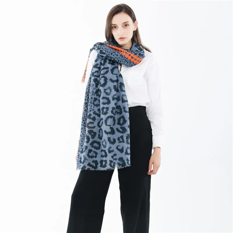 New Fashion Design Hot Women Winter Scarf Leopard Tassel Cotton Linen Color Block Scarf Shawl Wrap Cover crinkle hijab N19#N (3)