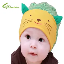 Популярная мягкая хлопковая хорошенькая детская шапка полосатая шапочка с мультяшным котом зимняя одежда для новорожденных детей девочки-мальчики Милая шапка аксессуары