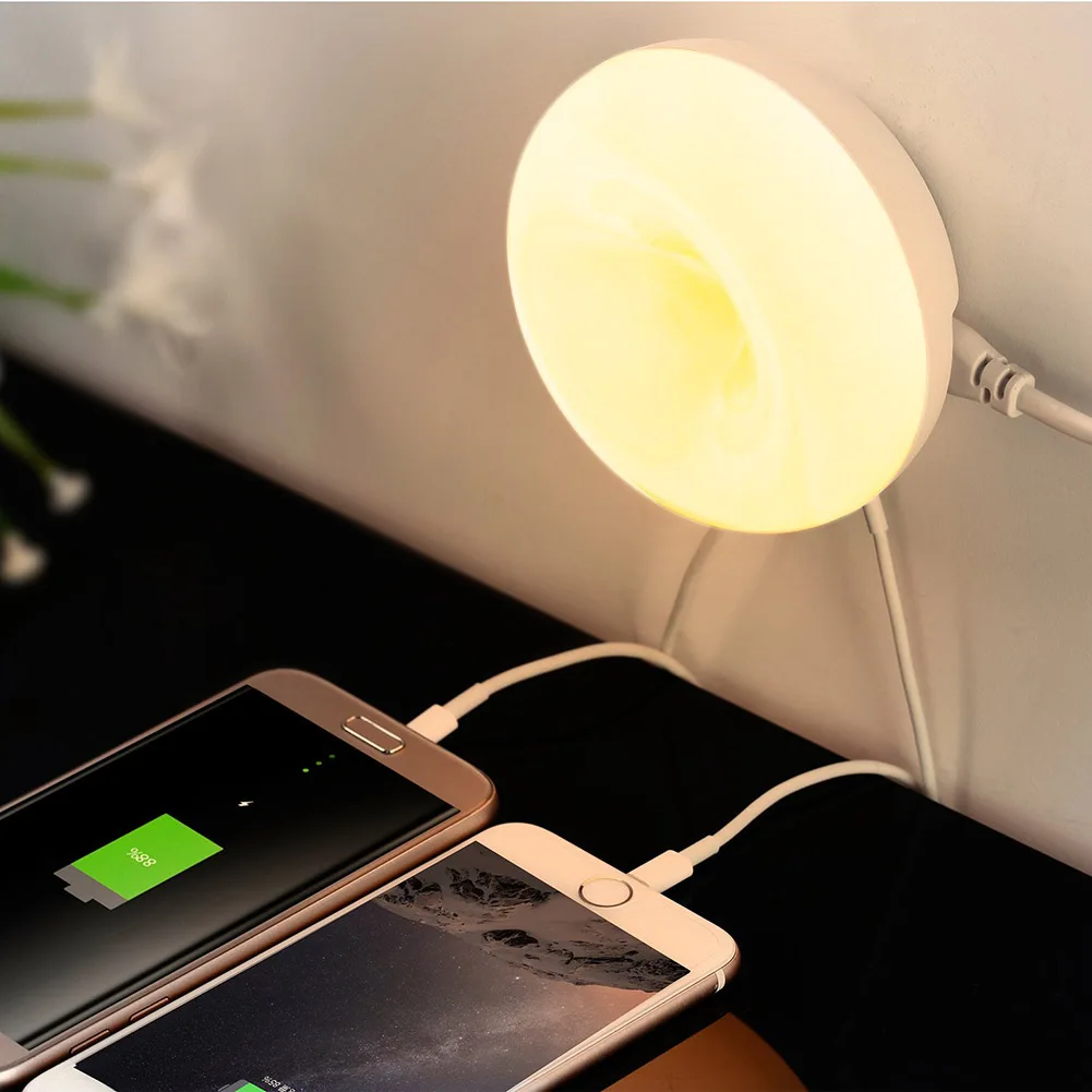 Desktop Table Lamp Smart Cell Phone Charging 2 USB Port LED Night Light