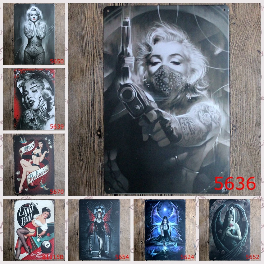 Classic Wall Stickers Vintage Tin signs Nubile temptress ad wall sticker home decor House Office