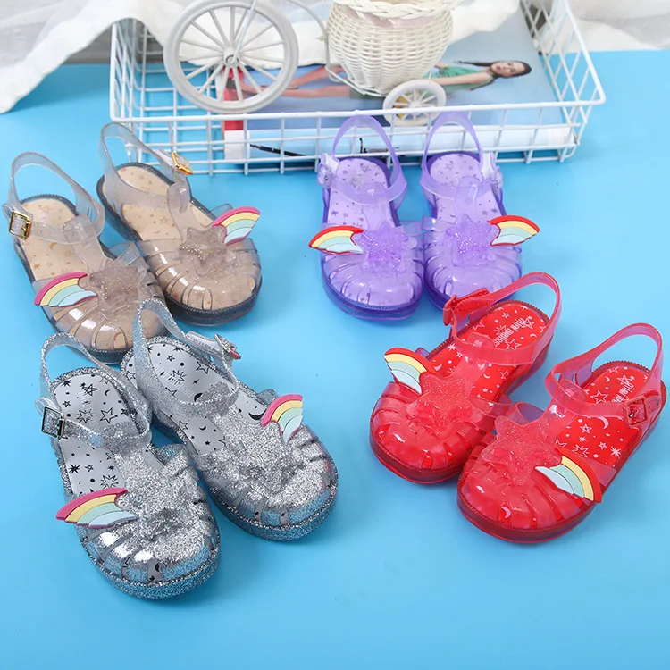 Mini Melissa Ultragirl Единорог новые оригинальные прозрачные сандалии для девочек детские сандалии детская пляжная обувь для малышей 14-18 см