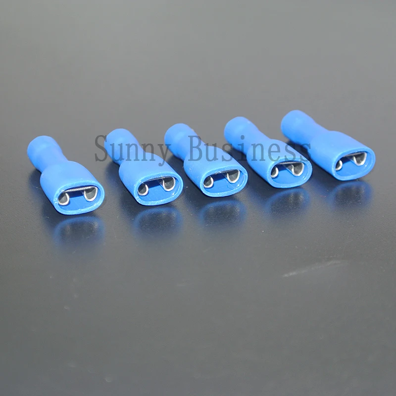 Azul Vermelho 4.8mm Totalmente Isolado Feminino Spade Conector Elétrico Crimp Terminais 1000 Pcs 6.3mm