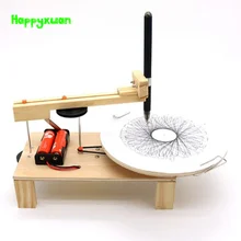 Happyxuan DIY Electric Plotter Drawing Robot Kit Physics Scientific Experiment Set Creative Inventions Assemble Model Toy Kids