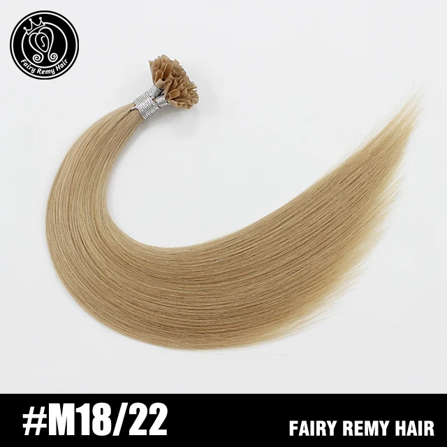 Сказочные волосы remy, 1 г/локон, 16 дюймов, настоящие человеческие волосы Remy Fusion для наращивания, кератиновые Натуральные Цветные пряди волос, капсулы 50 г/ПАК - Цвет: # M18/22