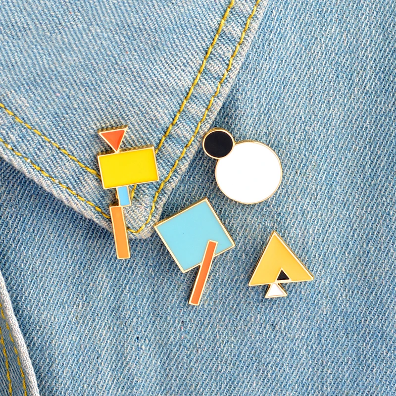 

Cartoon Geometry Tangram Brooch Enamel Pin Button Denim jacket Coat Collar Pin Badge Fashion Jewelry Gift for Girl Boy Kids