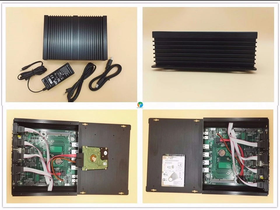 Причастником I4 промышленный Мини ПК с 6 COM 2 HDMI 2 Lan черный цвет Intel i3 4005u 4010u i5 4200u i7 4500u процессор