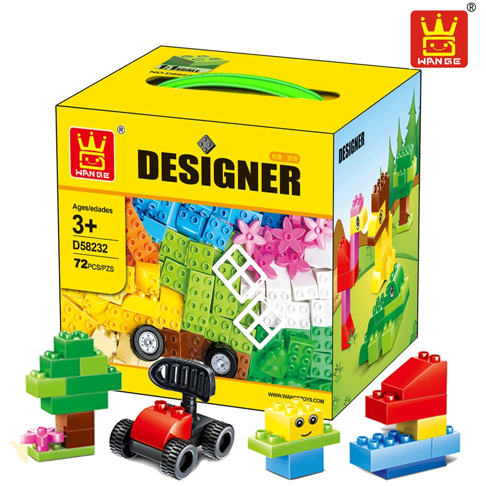 WANGE 72Pcs Big Size Bricks Set City DIY Creative Blocks Educational Building Block Toys for Children Compatible With Brand | Игрушки и