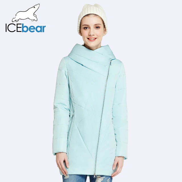ICEbear 2017 Косой Дизайн Карман В Юбке Пальто Женщин Весной Осенью Женская Парки С Капюшоном Свободные Куртки 17G2311D