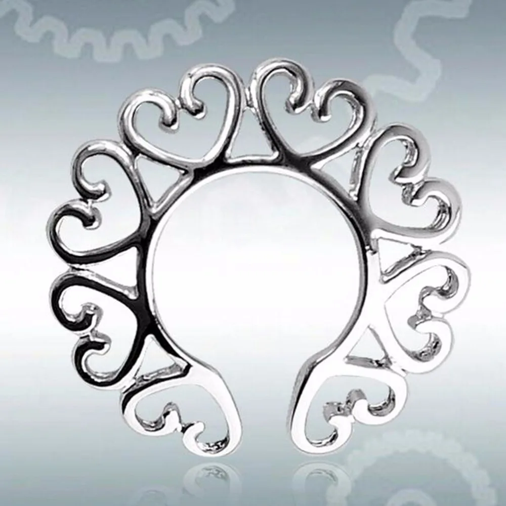 

1Pair Heart Design Nipple Rings Shield Surgical Steel Non Piercing Clip On Nipple Ring Fashion Body Jewelry