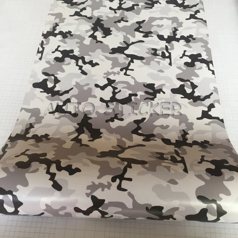 Adhesive Black gray white Snow Camo Vinyl 5
