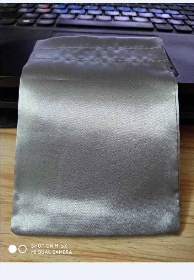 

100pcs High quality drawstring bags custom 7*16cm silver Satin pouches for jewelry gift accessory cosmetics watch packaging bag