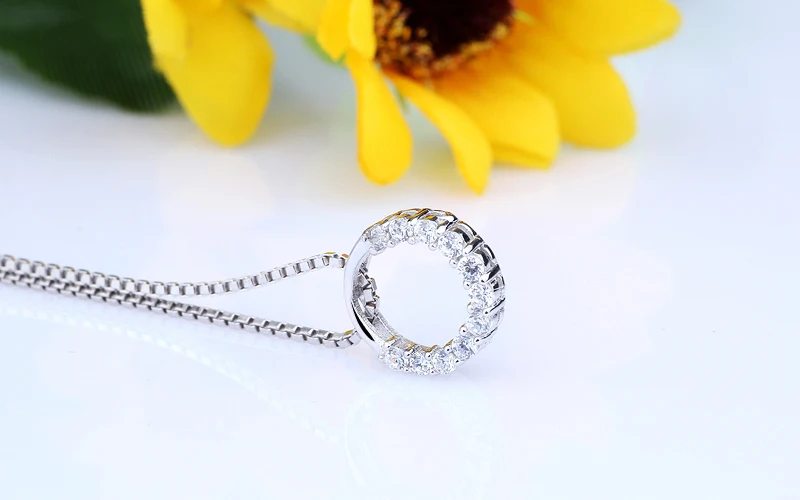 Sinya 925 sterling Silver pendant necklace Fashion Ring round design with 18inch sterling silver box chain for women girls lover (8)