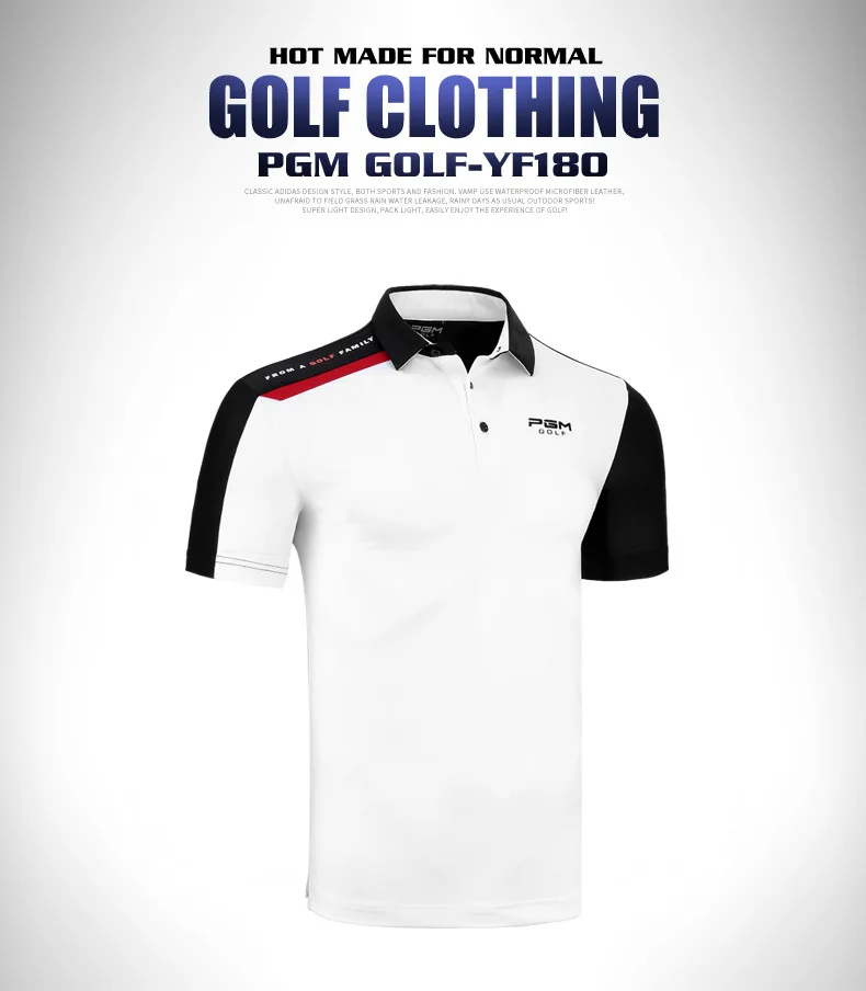 2019 PGM golf apparel spring summer men's Button lapel collar short-sleeved T-shirt men comfortable breathable golf sportswear