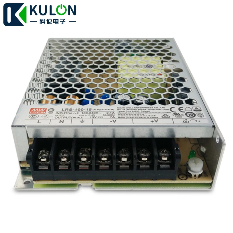 Натуральная бренд Mean well представляет LRS-100-15 100W 15V 7A Meanwell импульсный источник Питание питания с одним выходом AC DC/DC