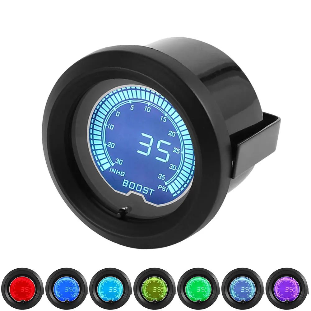 

Auto 2" 52mm 7 Color LED Smoke Face PSI Turbo Boost Gauge Meter With Sensor Car meter Gauge