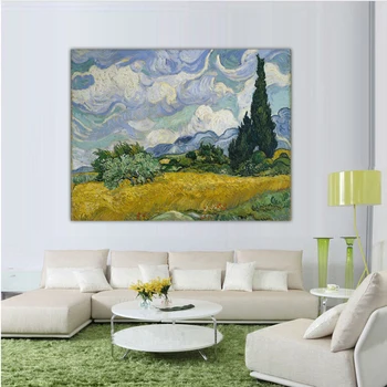 

DONGMEI OILPAINTING oil painting Spray Painting Home Decor painting Vincent Van Gogh Cypress trees in the wheat fiel DM1712103