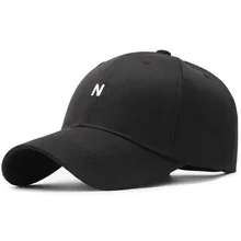 Бейсбольная Кепка с вышивкой буквы N на весну и лето, дышащая Кепка с ушками, изогнутая Кепка для мужчин и женщин, Спортивная Кепка для гольфа, белая, Черная