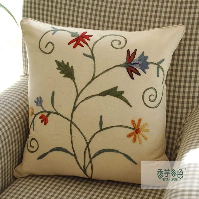 Beautiful Type Countryside Pillow Covers Handmade Embroidery