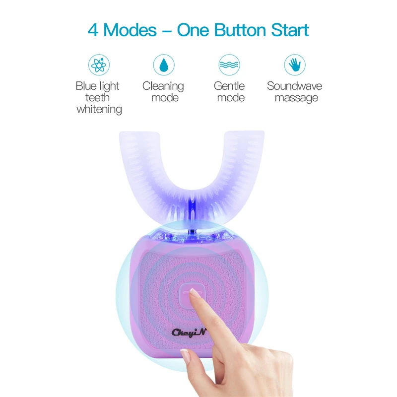 U-образная полностью автоматическая зубная щетка ленивая электронная ультразвуковая зубная щетка Синяя легкая отбеливающая щетка для чистки зубов Hands Free 38
