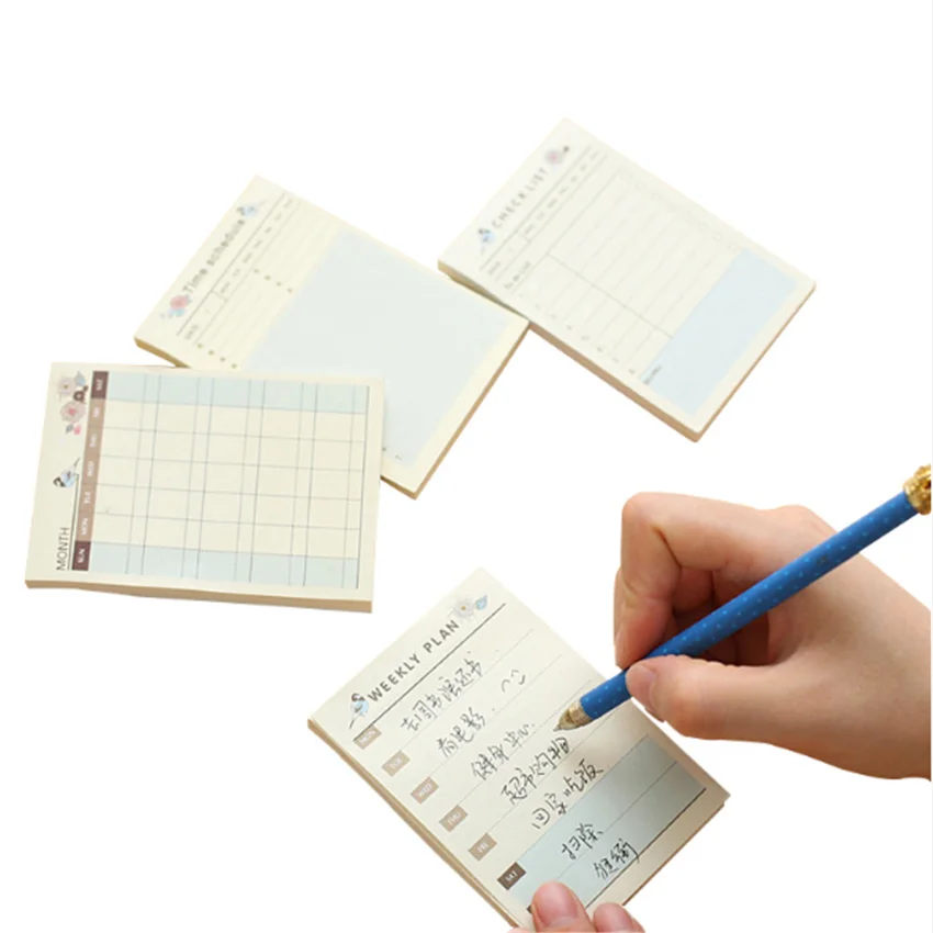 

12pack /lot Cute Flower Day Weekly Month Plan Memo Pad Self-Adhesive N Times Sticky Notes Office School Supplie Wholesale