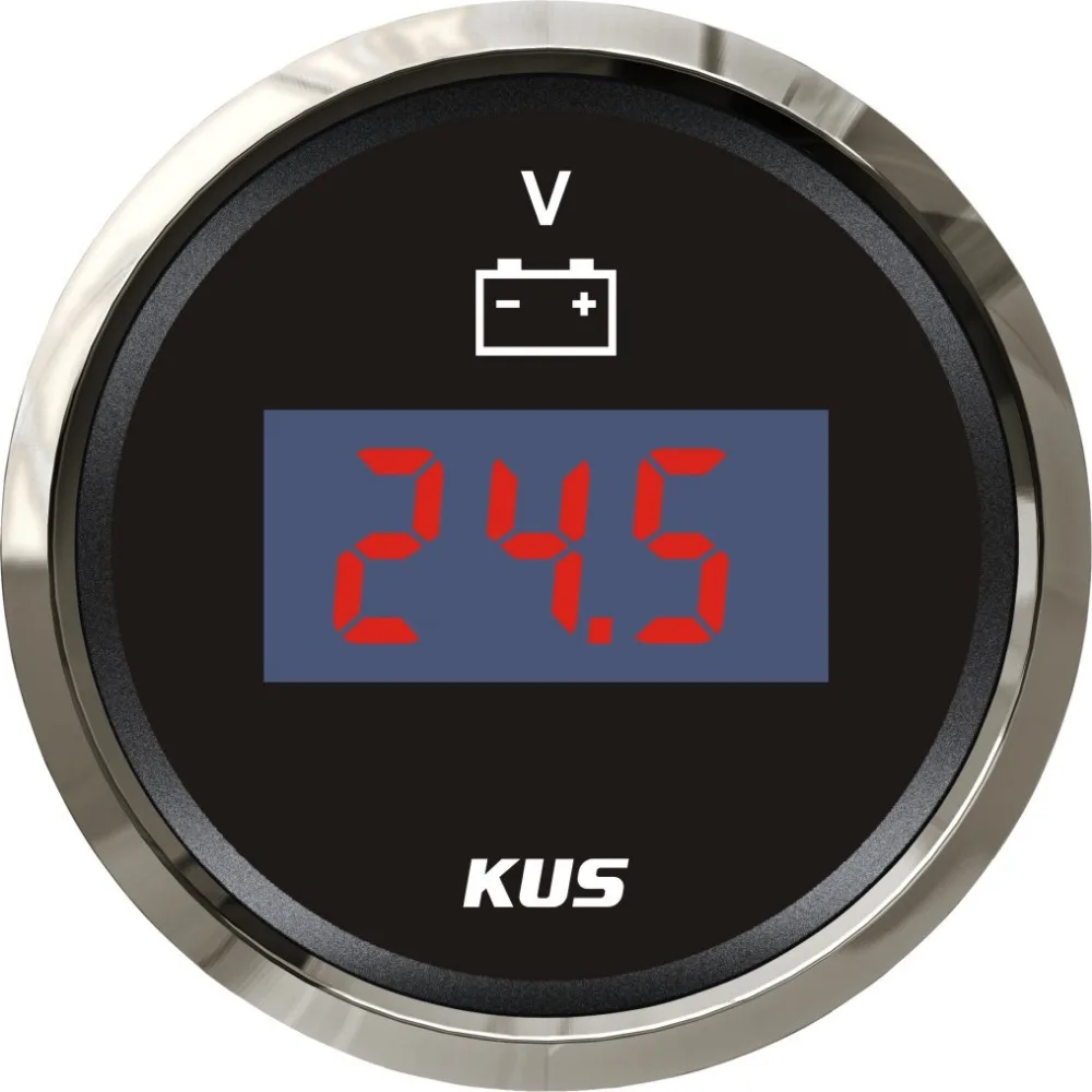 

New KUS 52mm Digital Voltmeter Motor Auto Volt Gauge 12V 24V Meter With Backlight fit Car Boat Truck Motorcycle Marine