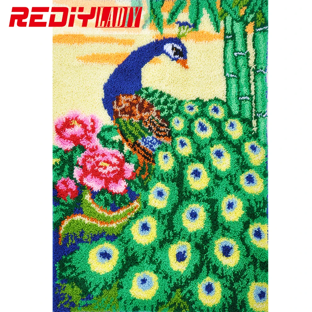 ^Cheap REDIY LADIY Latch Hook Rug Crocheting Cushion Wall Tapestry Pre-Printed Canvas Yarn Embroidery Green Peacock Carpet 110x75cm ^Cheap REDIY LADIY Latch Hook Rug Crocheting Cushion Wall Tapestry Pre-Printed Canvas Yarn Embroidery Green Peacock Carpet 110x75cm