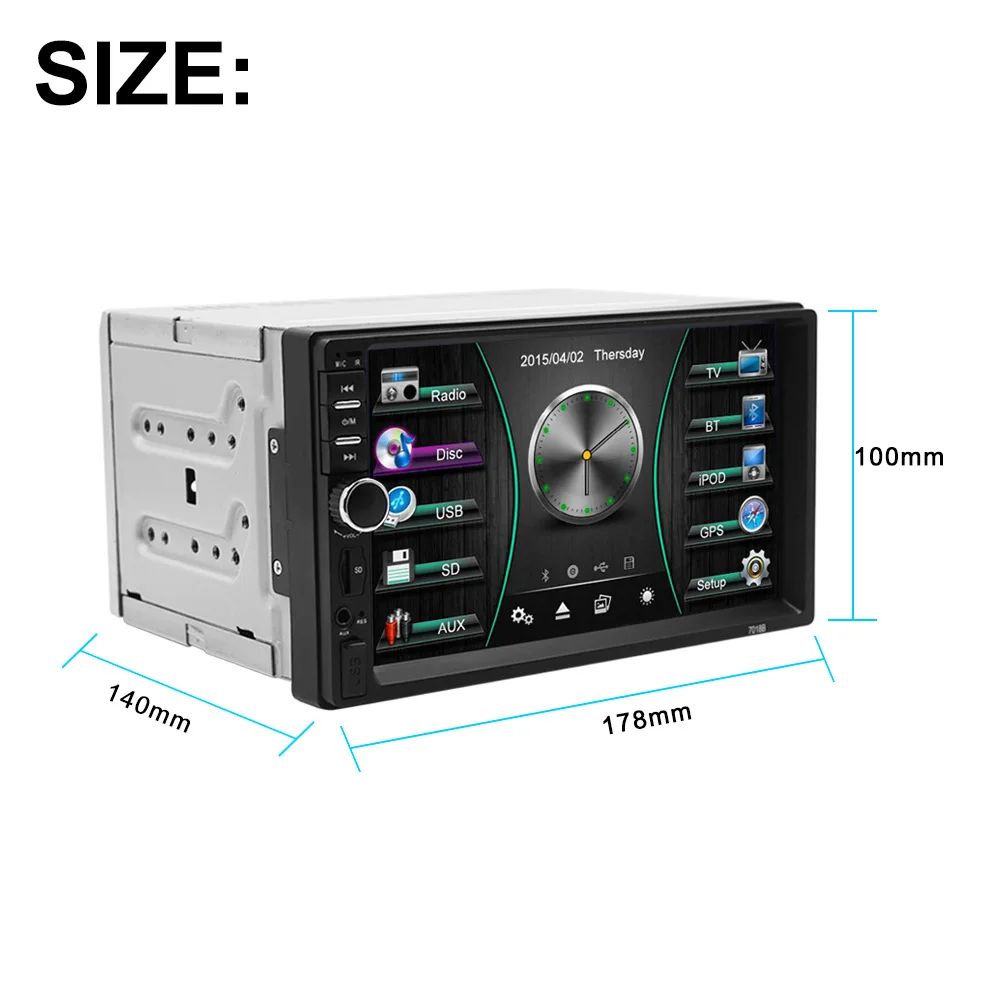 7-дюймовый Dual-слиток автомобиля MP5 плеер Bluetooth HD DIN Дисплей 7018B мобильного