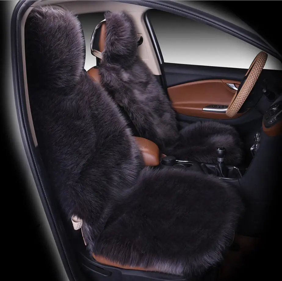 Natural Fur Sheepskin Car Seat Covers, Universal Wool Car Seat Cushion,Winter Warm Car Front Seat Cover SWSC02