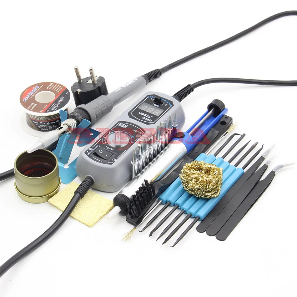 

YIHUA 908+ Upgrade 908D LED Digital Display Mini Pocket Welding repair Soldering Station Adjustable Electric soldering iron set