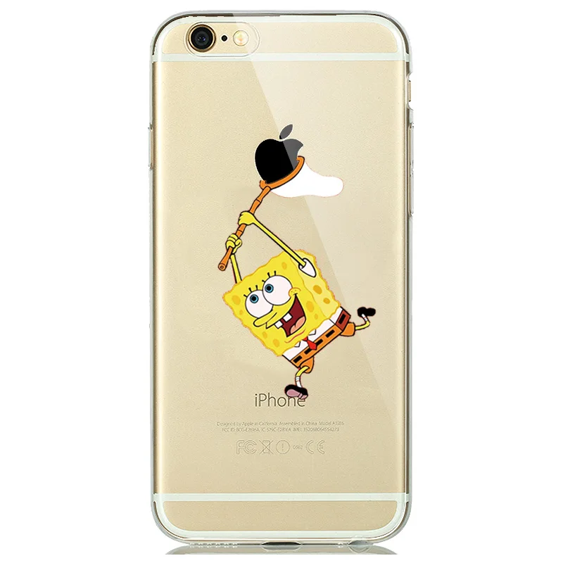 Милая принцесса Белоснежка Золушка, Русалка, силиконовый чехол для capinhas iPhone 8 7 Plus 6 6s 5S SE, прозрачный чехол, клоун джокер - Цвет: SpongeBob