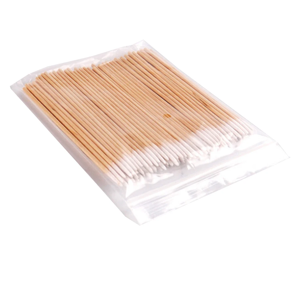 High Quality 1 Bag 100pcs Wooden Cotton Stick Swabs Buds For Cleaning The Ears Eyebrow Lips Eyeline Tattoo Makeup Cosmetics 5