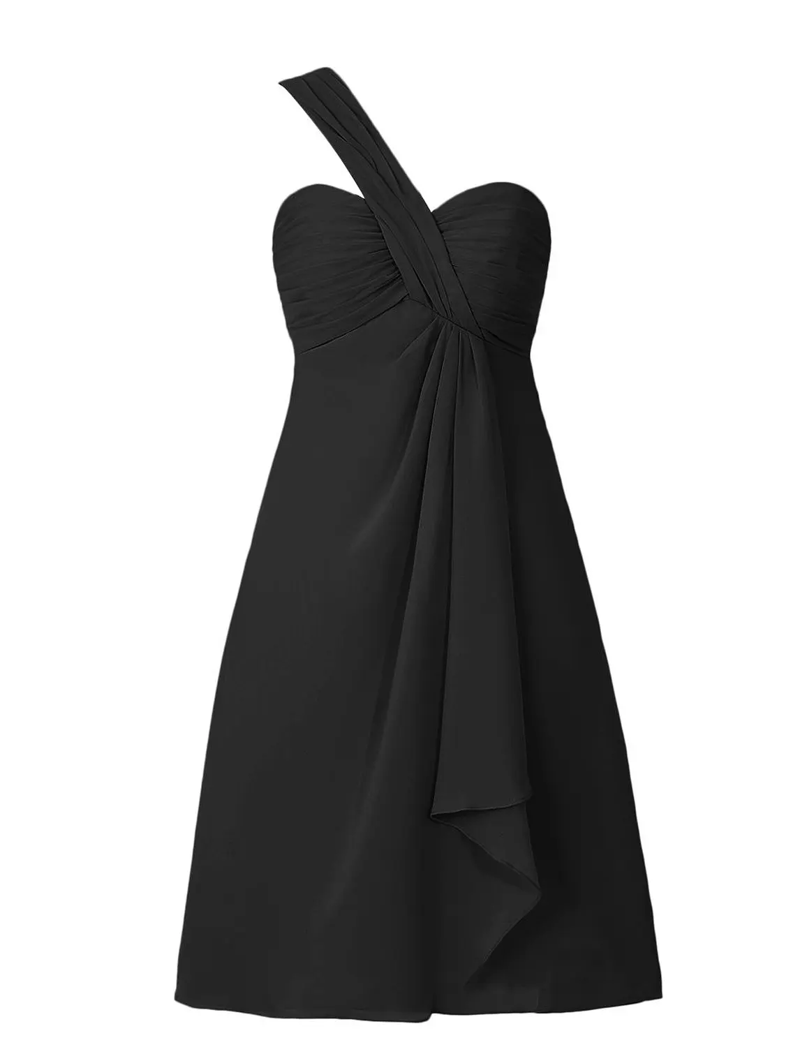 Nitree Chiffon Short One Shoulder Prom Evening Dressone shoulder prom