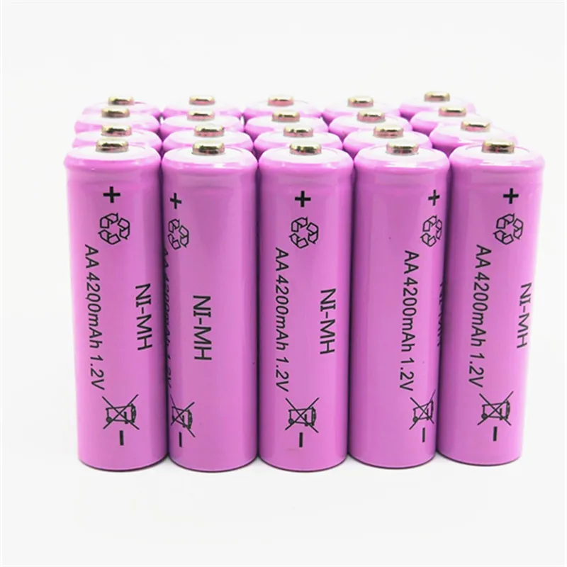 

20PCS/LOT AA Battery NIMH AA 4200Mah 1.2V 2A Ni-Mh Rechargeable Batteries AA Bateria Baterias