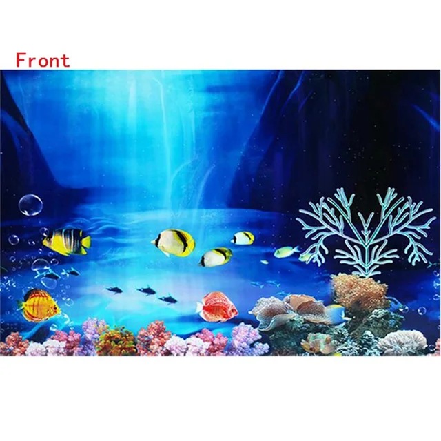 3D Drawing Fish Tank Background Sticker Double faced Picture Paper Home