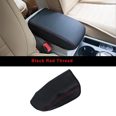 Супер волоконно-кожаная накладка на подлокотник для автомобиля, консоль для подлокотника, аксессуары для Volkswagen VW Tiguan Mk2 - Название цвета: black red thread