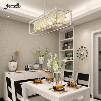 

jmmxiuz Rectangle Modern Crystal Chandelier For Dining Room Luxury Kitchen Island LED Crystal Chandelier Home Decor LED Lighting