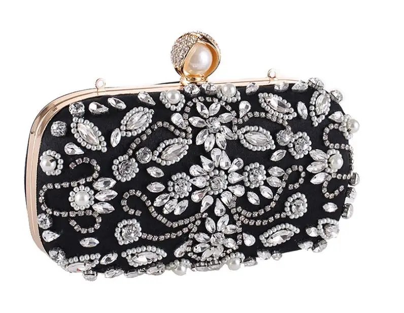 Luxy Moon schwarze Strass-Glitzer-Clutch, Seitenansicht