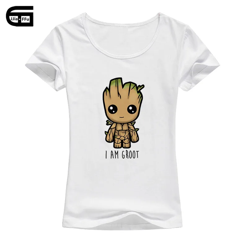 Футболка I Am Groot женская летняя эластичная хлопковая футболка из лайкры с коротким рукавом и принтом Harajuku топы Модные Kawaii Мультяшные футболки B07