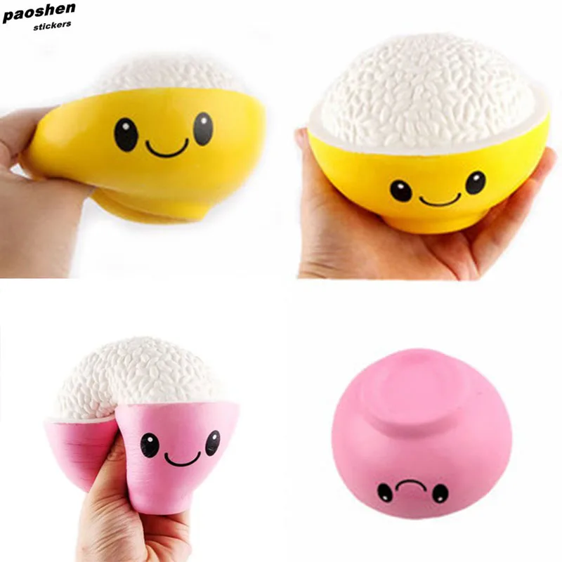 Kawaii Squishy Fun Cartoon Rice Toy Imitation Soft Slow Rebound Toys
