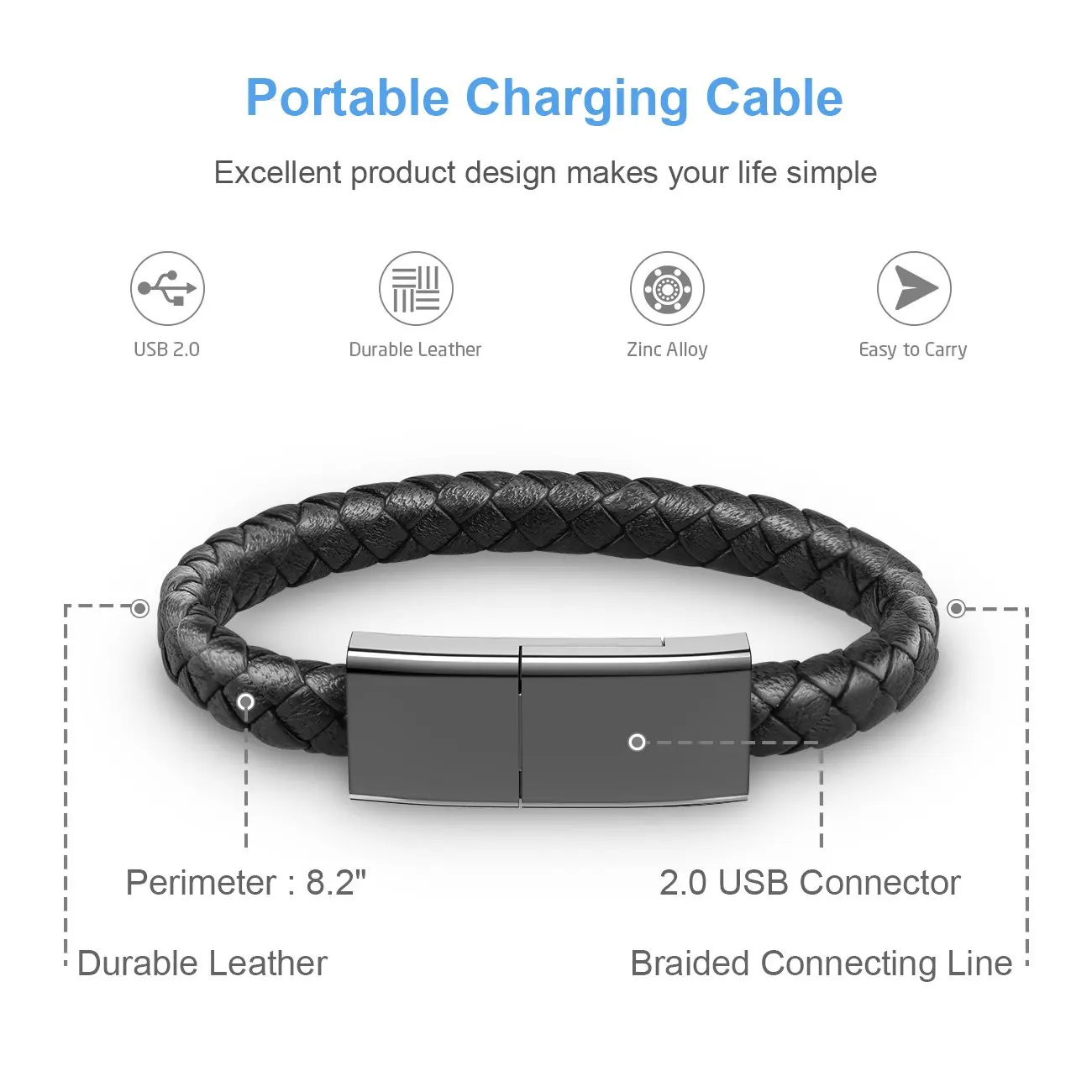 Портативный кожаный чехол для iPhone 7 спортивный зарядное устройство-браслет кабель для зарядки и передачи данных для iPhone 6 S Plus Android Тип-C телефонный кабель