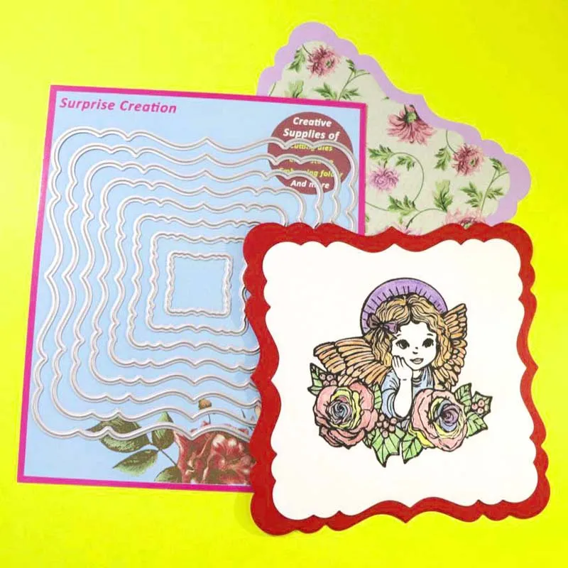 

Cutting dies 8-Piece Wave Square Scrapbook DIY Craft Metal Stencil