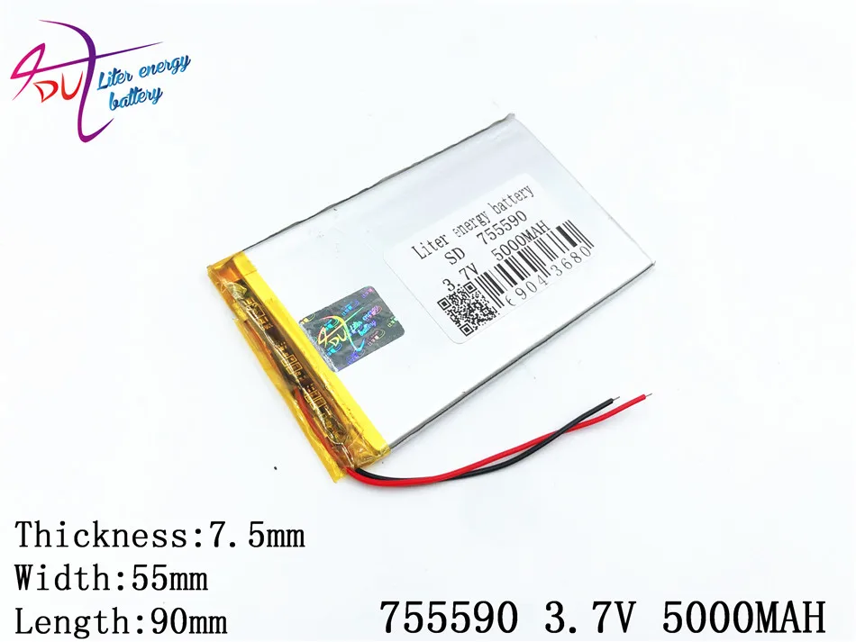 3 7 V 5000 mAH 755590 полимерная литий ионный/литий ионный аккумулятор для игрушки POWER BANK