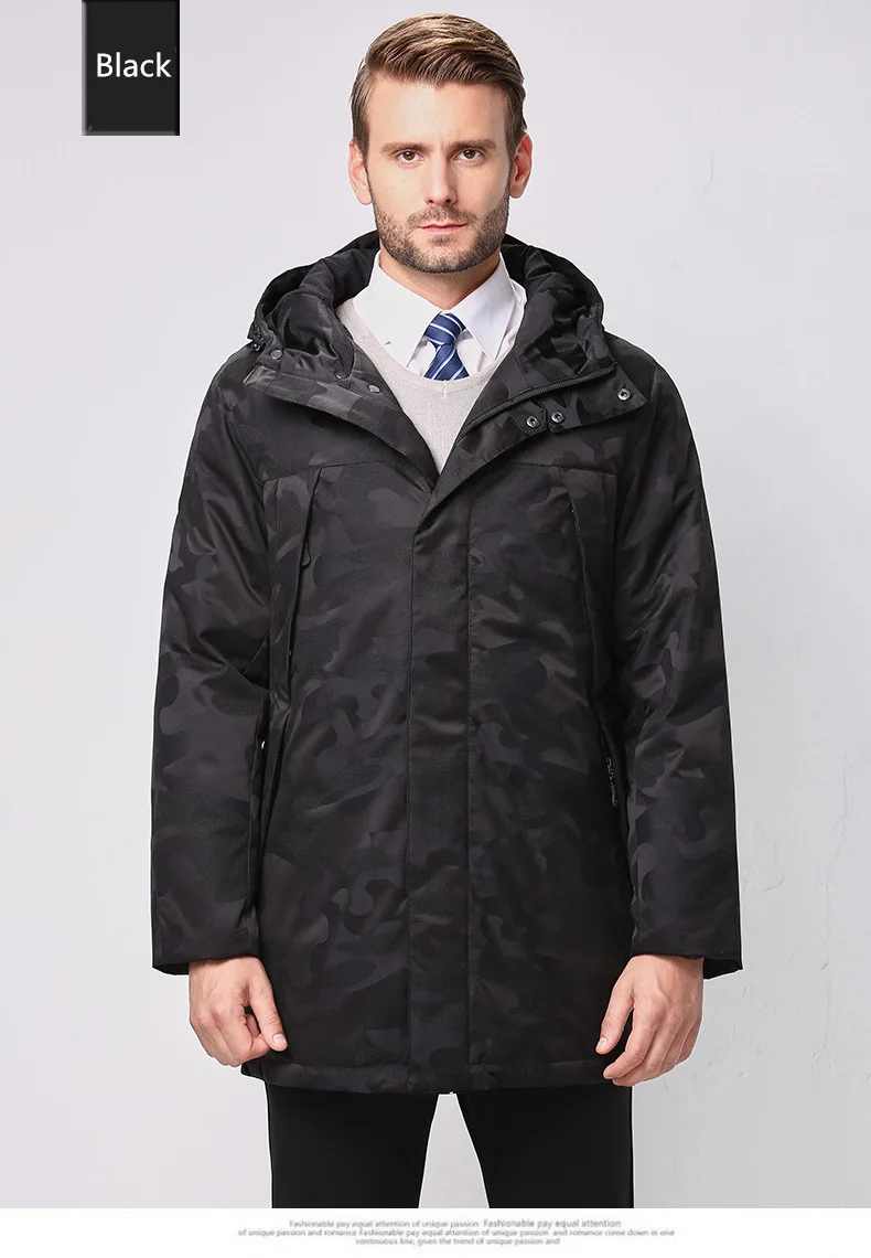 Fashion Winter Jackets Men's Warm Down Coat Parka Thickening Rabbit hair Liner Detachable Turtleneck Windproof Concise  (12)
