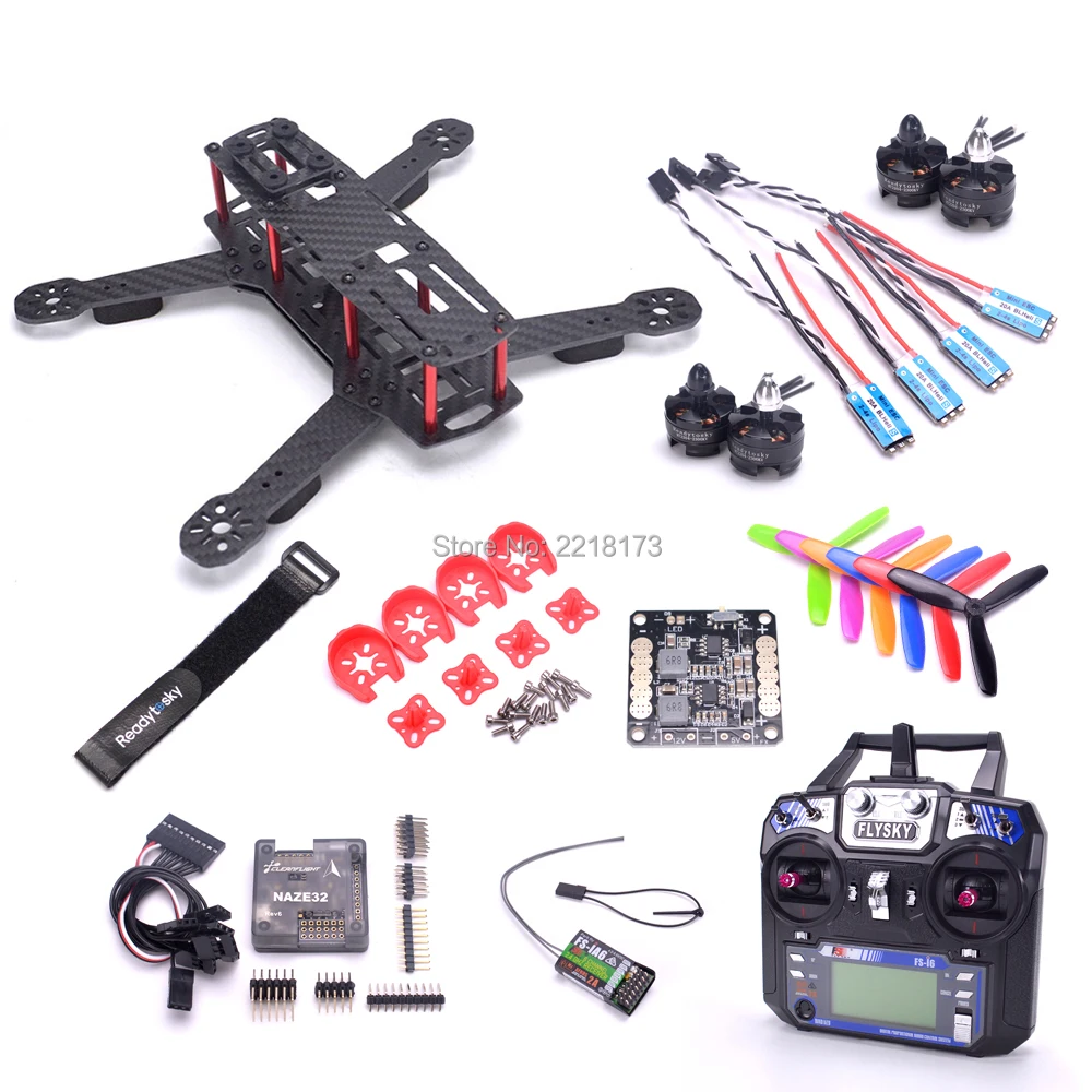 

ZMR250 QAV250 with 3mm arm Quadcopter Naze32 Rev6 6DOF flight controller 2204 2300kv motor 20A BLHeli-S ESC / Flysky FS-I6 FS I6