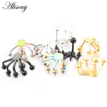 

Alisouy 1 Pair Stud earrings Stainless Steel Ear Tragus Spike Paw Design Studs Ear Plug Body Piercing Jewelry For Women Men
