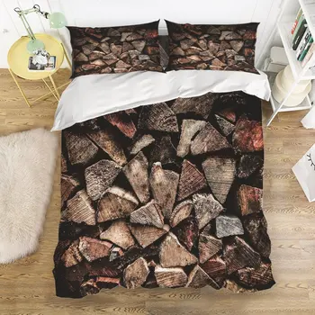 

Duvet Cover Set, Vintage Style Wood Trees Print Bedding Set, 4 Pieces Bedding Sets with Zipper Closure