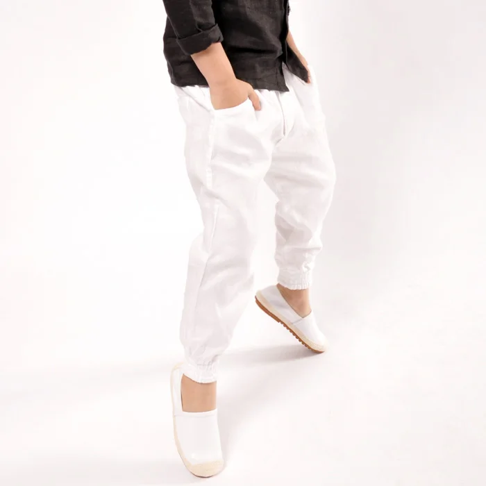 Liner White Boys Flare Pants 2015 Spring Summer Fashion Casual Children Pants Elastic Waist Kids
